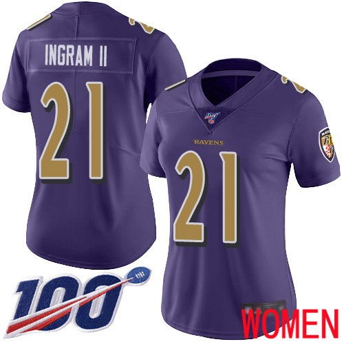 Baltimore Ravens Limited Purple Women Mark Ingram II Jersey NFL Football 21 100th Season Rush Vapor Untouchable